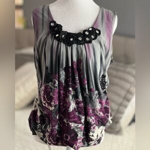 Dress Barn Plum and Black Floral Blouse